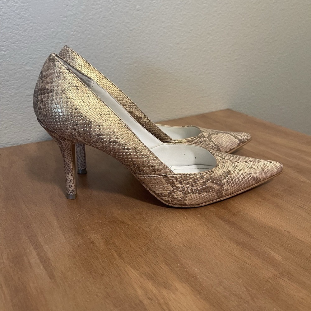 Rampage Maria Stiletto Pumps Pointed Toe Heel Gold‎ Snakeskin Metallic Size 7.5